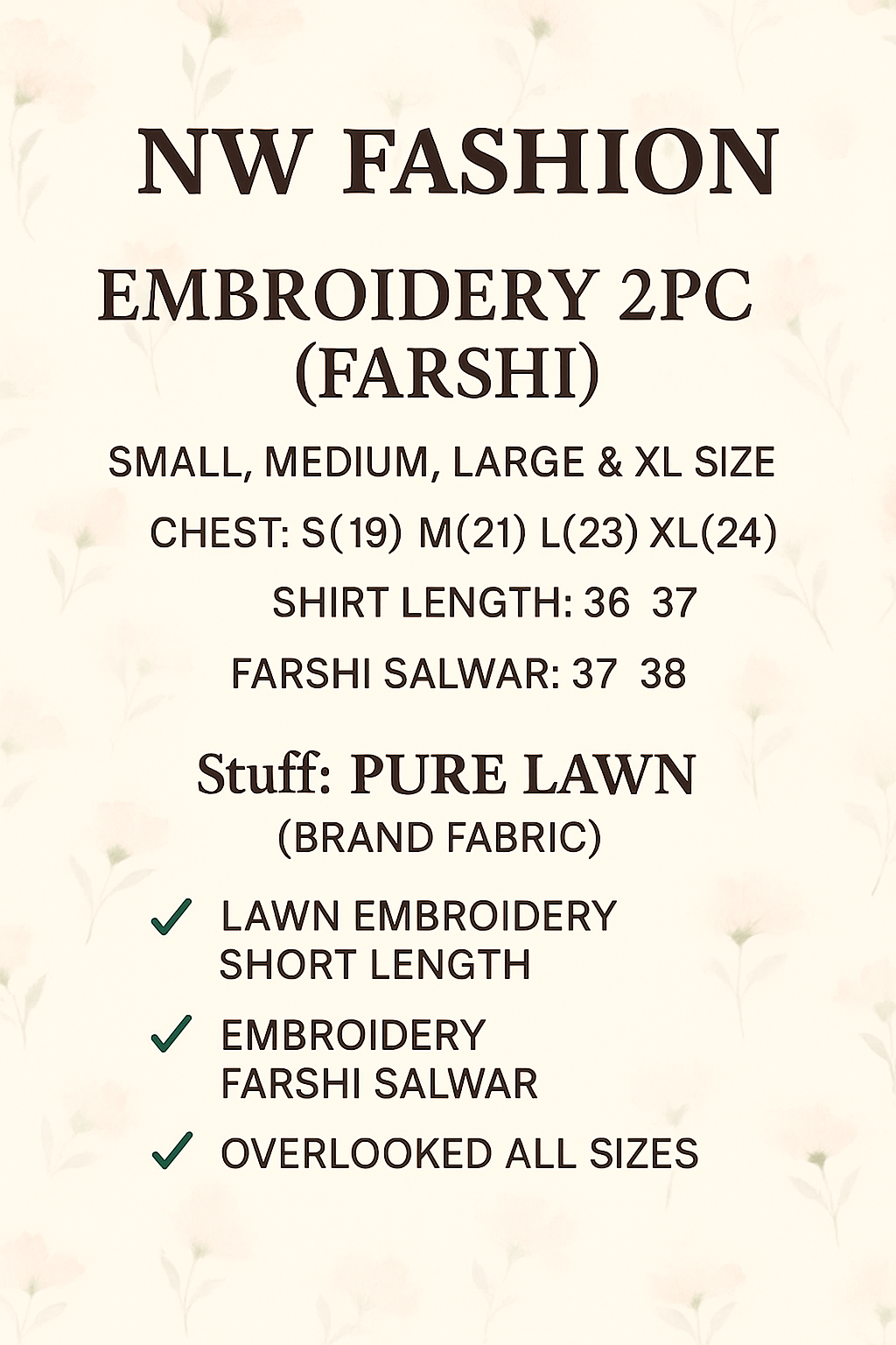 *NW FASHION EMBROIDERY 2PC (FARSHI)*