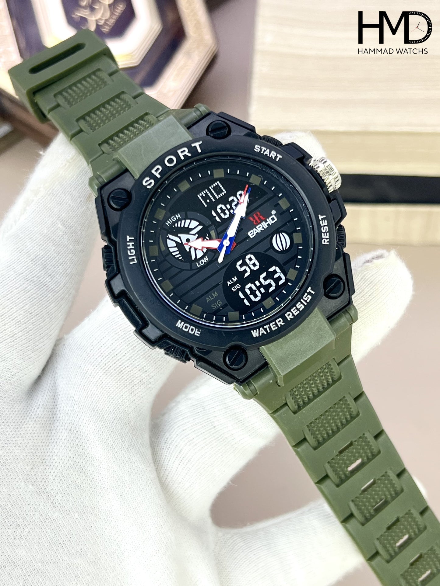 PARHO Dual Analog + Digital Display Sports Watch