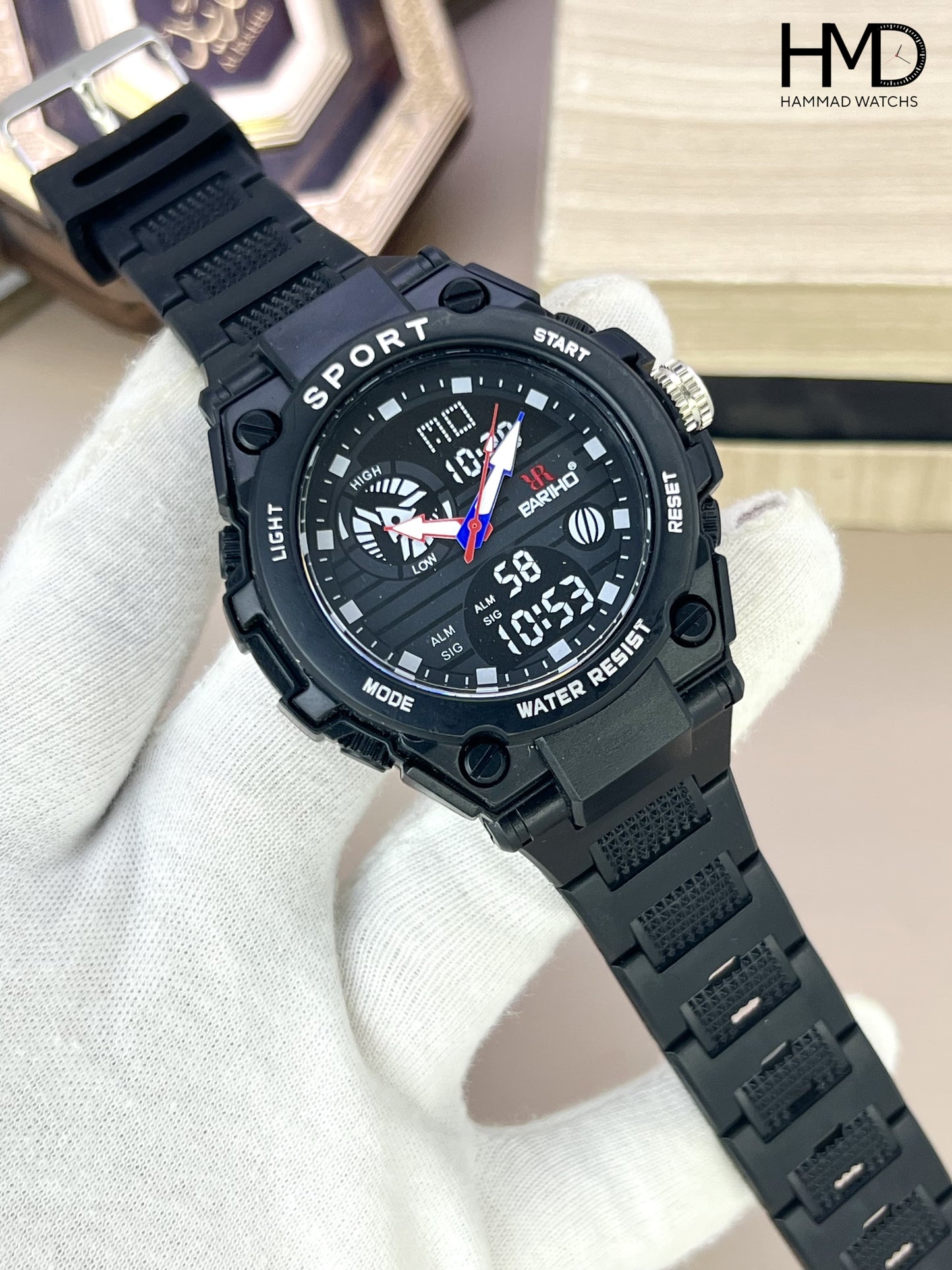 PARHO Dual Analog + Digital Display Sports Watch