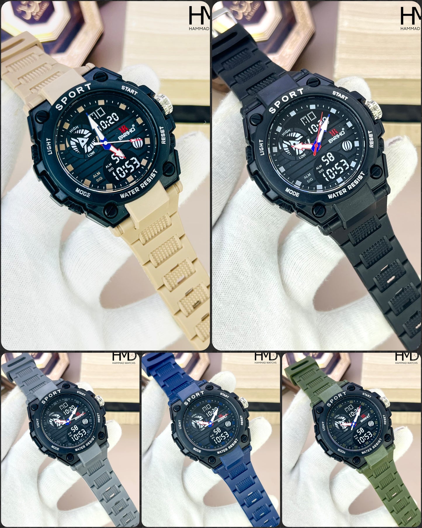 PARHO Dual Analog + Digital Display Sports Watch