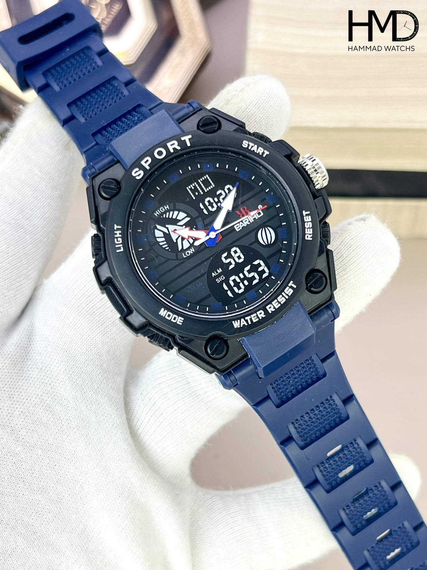 PARHO Dual Analog + Digital Display Sports Watch