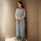 NW FASHION  Pure Chiffon Handwork Beautiful Long Shirt In Iceblue Color