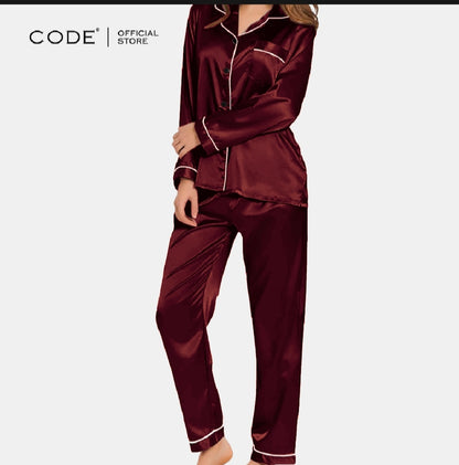 Silk Night Dress for Women & Girls – Plain Silk Night Suit | Soft Sleepwear Set"